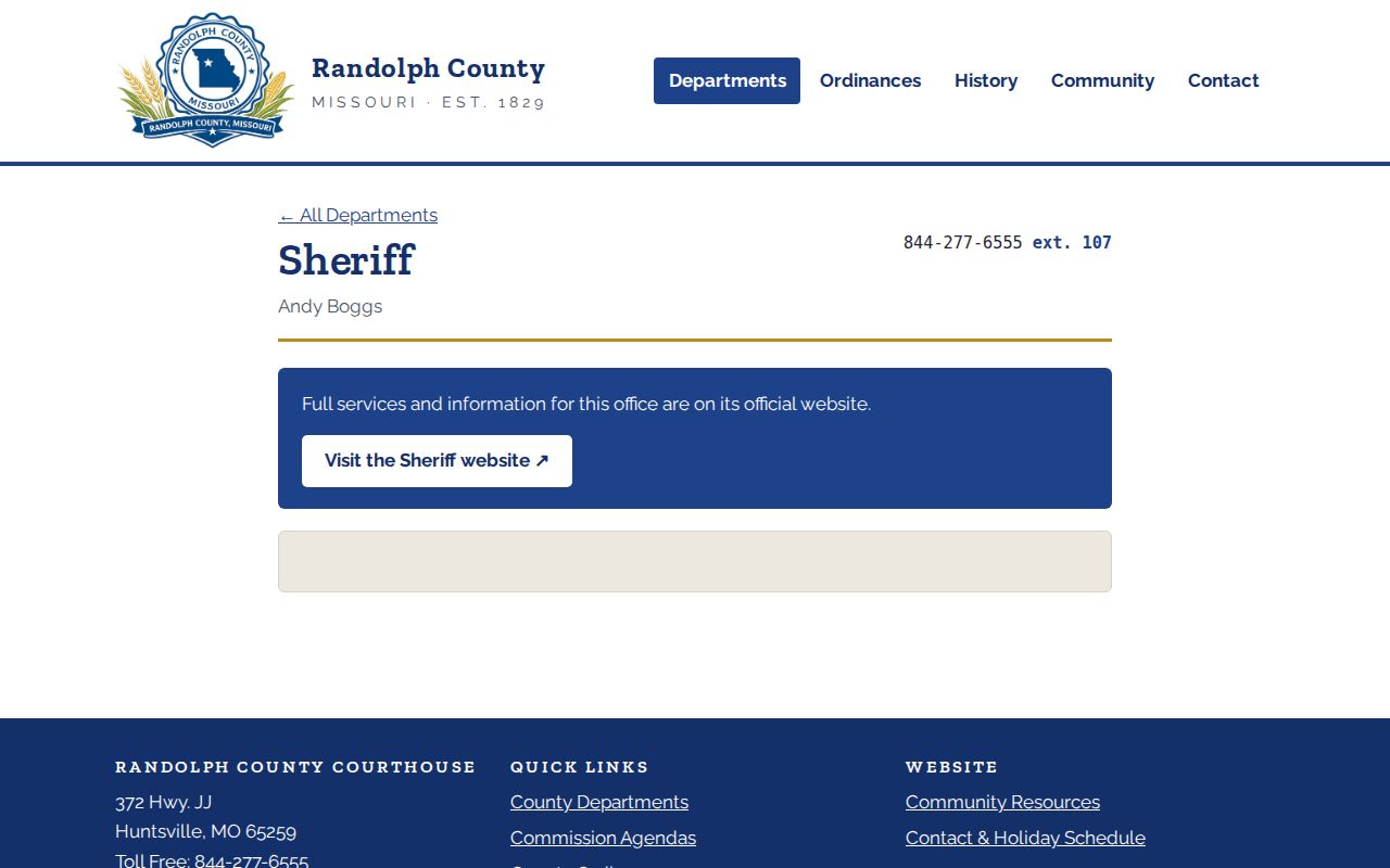 Chariton County 72-hour release lookup through the Randolph County Sheriff directory
