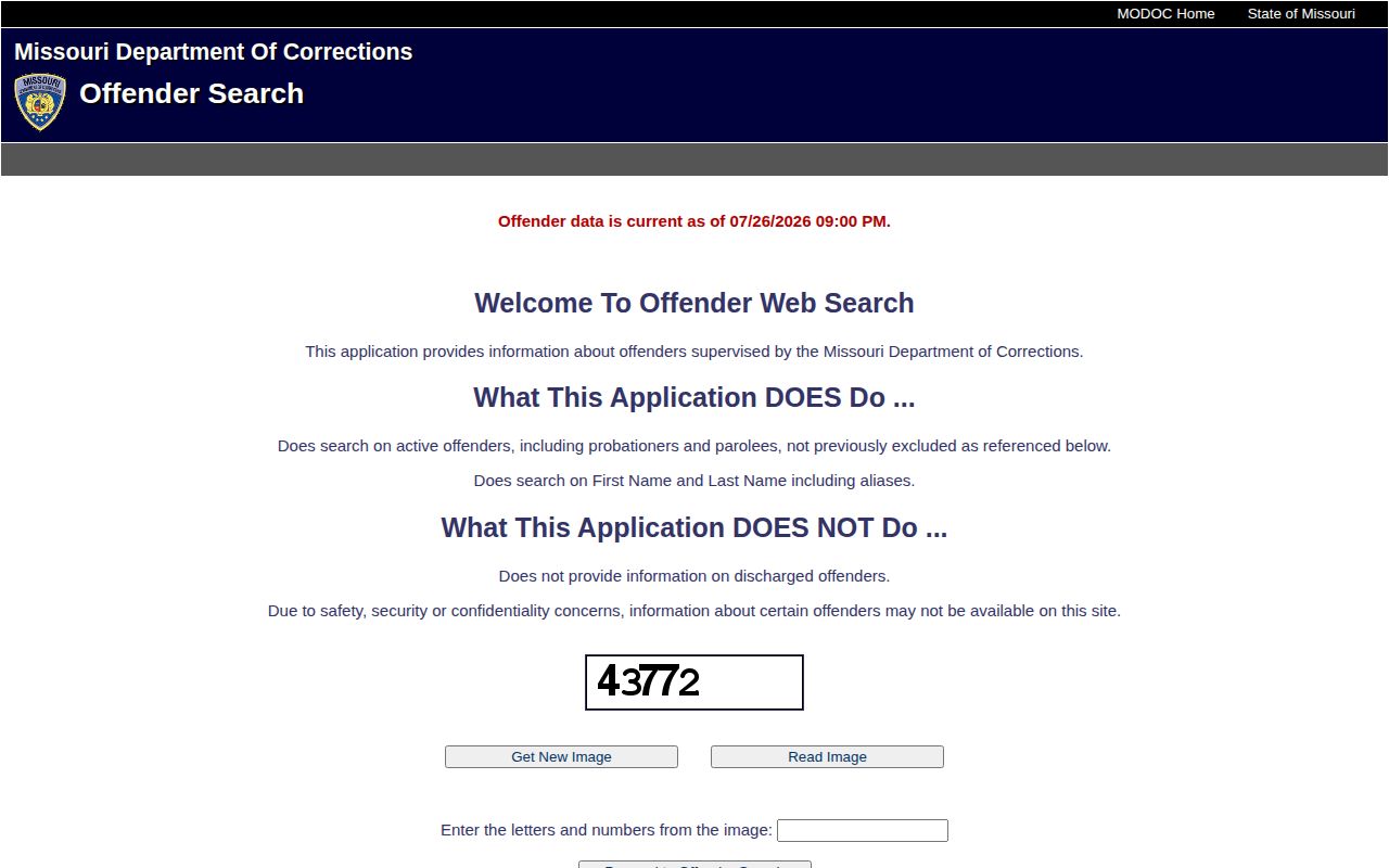 Chariton County released inmate MODOC offender search